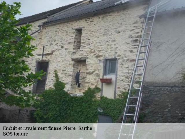 Enduit et ravalement fausse Pierre  72 Sarthe  SOS toiture