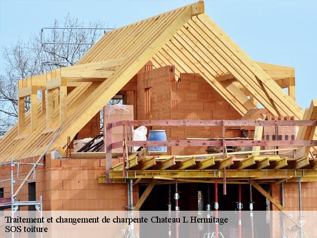 Traitement et changement de charpente  chateau-l-hermitage-72510 SOS toiture